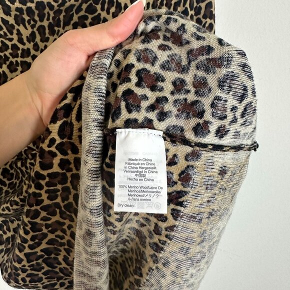 J.Crew 100% Merino Wool Leopard Print Pullover Sweater M Boho Soft Casual Cozy - Picture 7 of 10